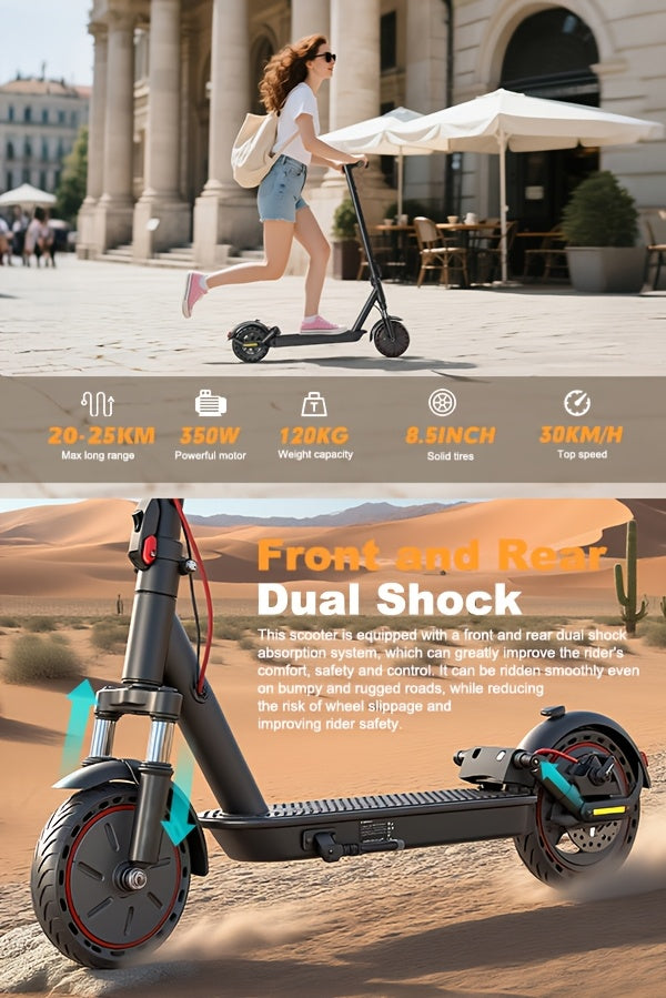 Portable Folding Commuting Electric Scooter for Adults, 8.5/10" Tires, 30KM/H Top Speed, 350W/750W Motor, Max 15-45KM Long Range, Folding E-Scooter with Dual Braking System