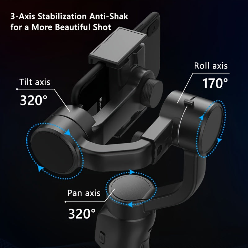 QAML F8 Handheld 3-As Gimbalfoonhouer Anti-skud Video-opname Stabiliseerder vir Xiaomi iPhone Selfoon Slimfoon