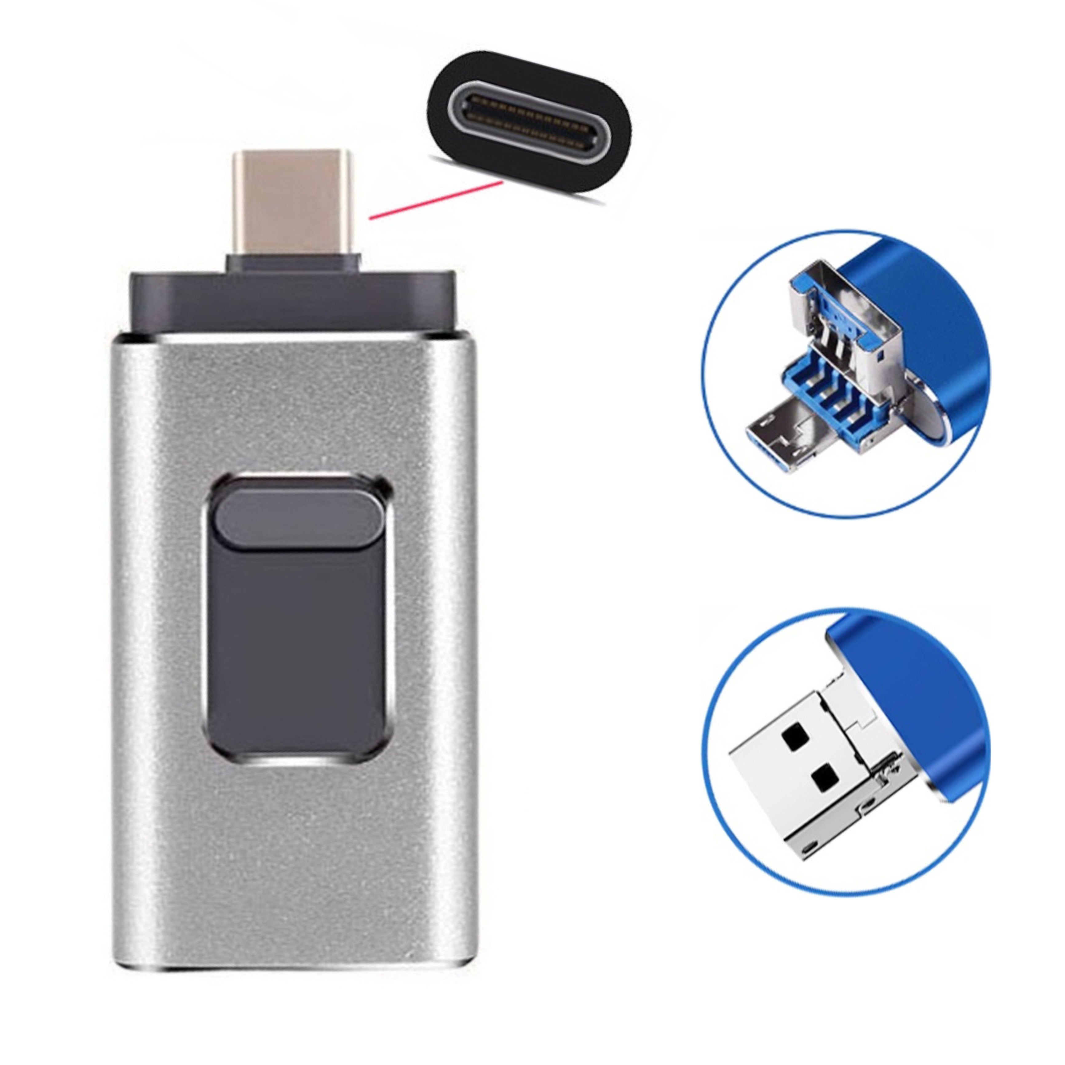 USB C Flash Drive 128GB, 3 in 1 OTG USB Type C Memory Stick Dual Type C Flash Drive Thumb Drive Photo Stick Jump Drive for USB-C Smartphone Tablet Computer Mac Laptop