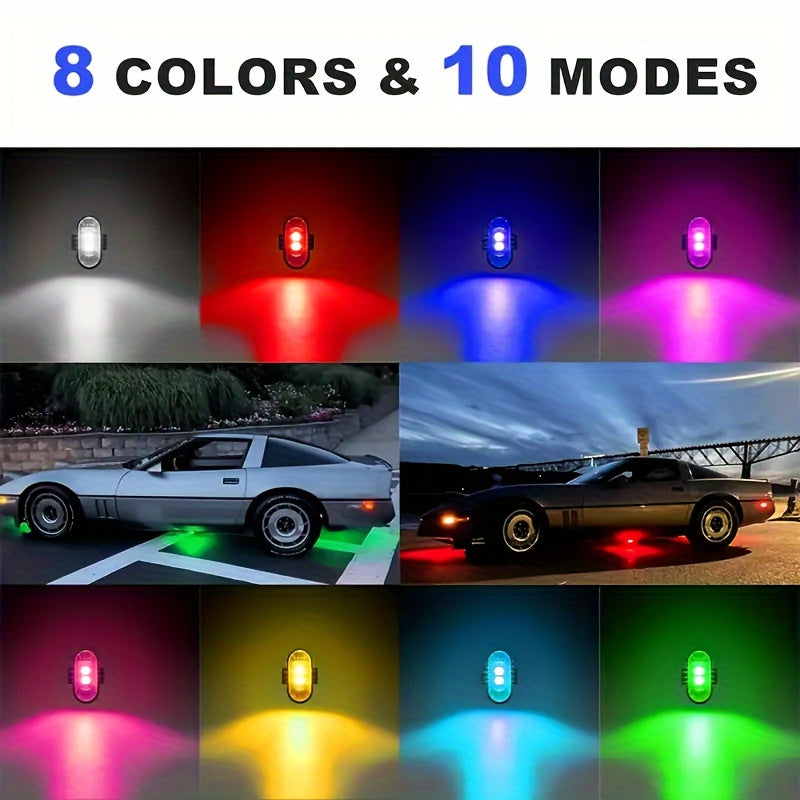 4/6pcs 8-Color High-Brightness Wireless LED Strip Lights with Remote Control, USB Charging, Anti-Collision Lighting for Drones, Aircraft, Motorcycles, and Bikes