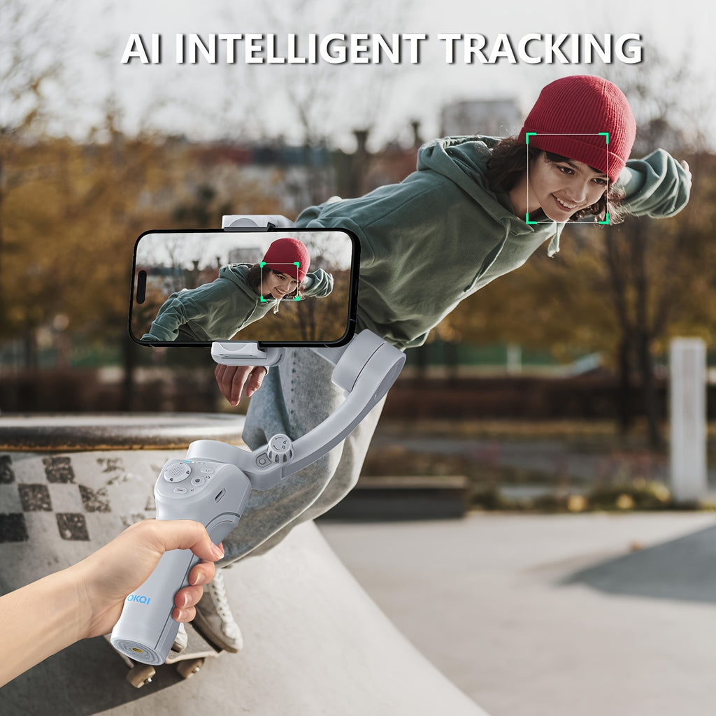 3-Axis Portable Smartphone Gimbal Stabilizer - Auto Tracking, Foldable, Rechargeable Lithium Battery, Wireless, USB Charging - Ideal for Video Recording, Vlogging, and Target Tracking