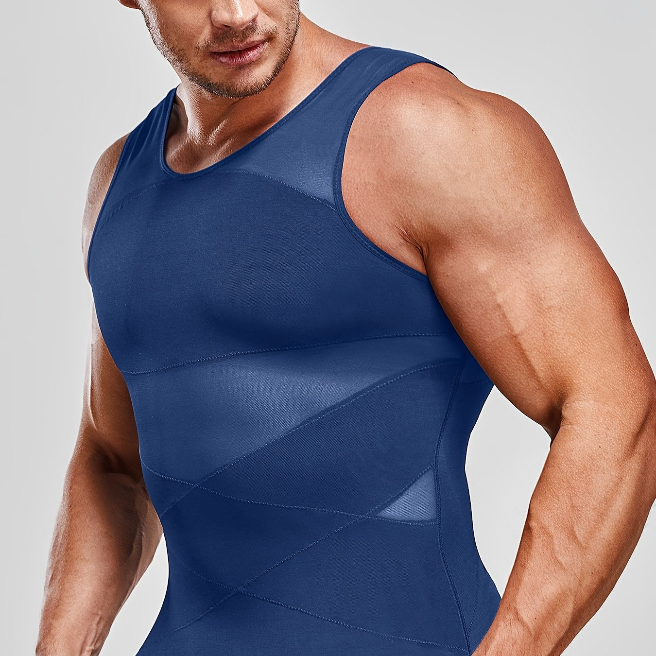 SCARBORO Men's Compression Shirt for Body Shaper Slimming Vest Tight Tummy Underwear Tank Top