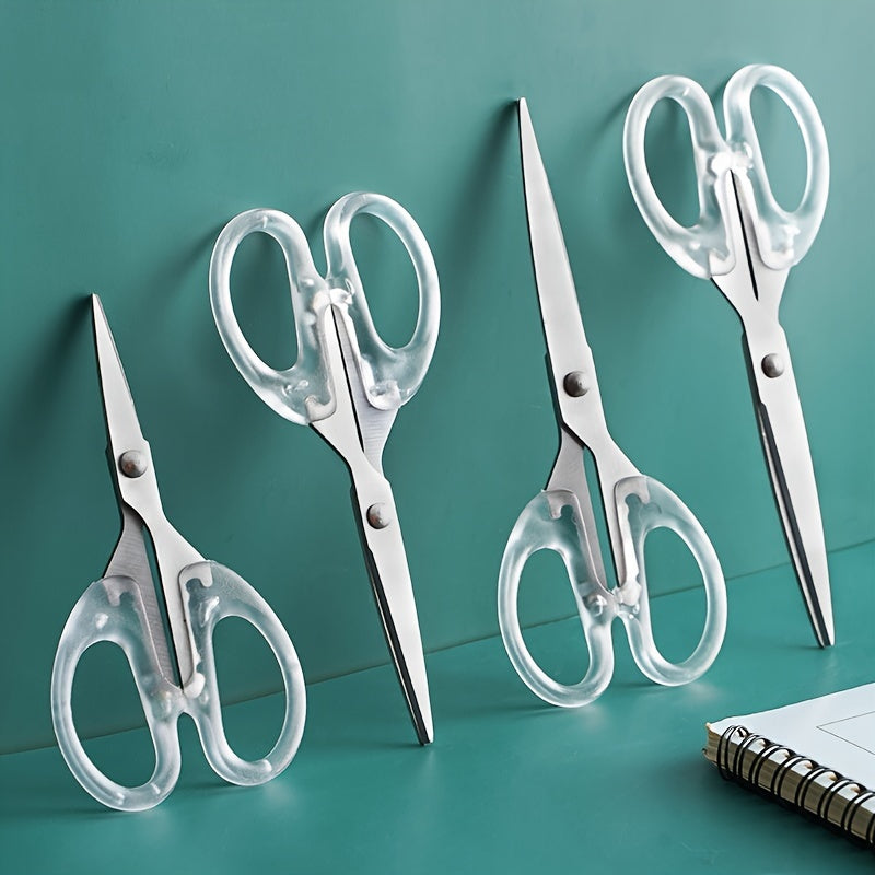 Multi-functional Stainless Steel Precision Scissors with Transparent Handle for Office, School & Crafts