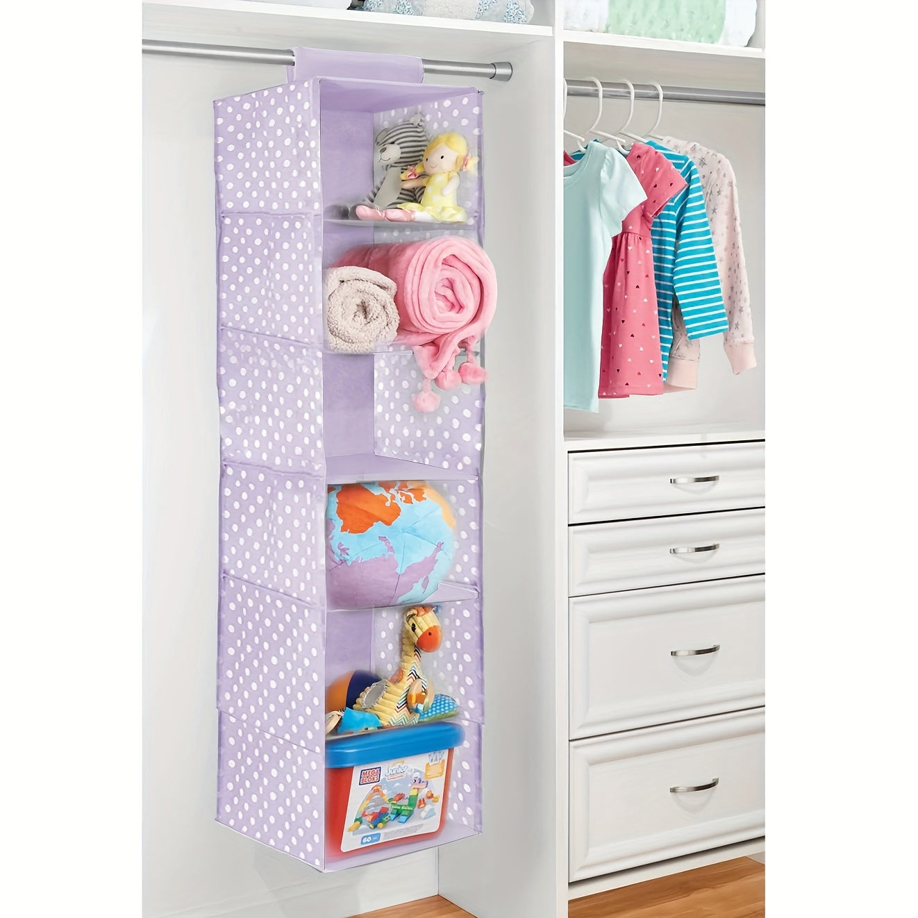 1pc Fabric Hanging Storage Rack, 6-layer Storage Bag, Non-installation Household Storage Organizer Bag, Large Capacity Hanging Organizer For Closet For Clothes Dolls Toys Sundries