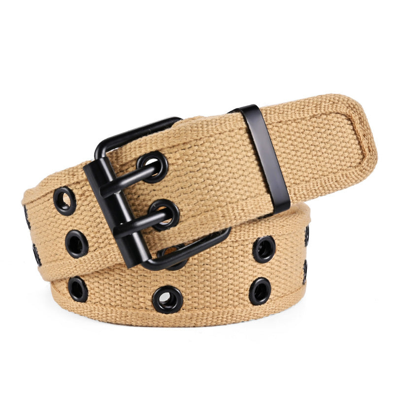 Unisex Braided Belt with Double Prong Metal Buckle, Perfect for Casual, Sporty, or Work Looks, Ideal with Jeans and Trousers