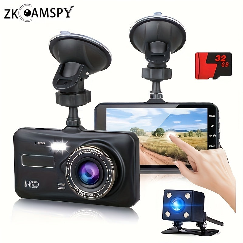 HD 1080P Night Vision Dash Cam - CAR DVR Car Video Recorder - Front And 720P Rear Camera Vehicle Black Box Driver Recorder