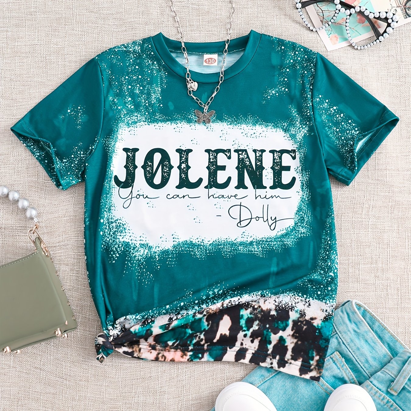 Toddler Babies Unisex Graphic T Shirts With Leopard & Letter Print Crew Neck Casual Summer Tops, Kids Clothing
