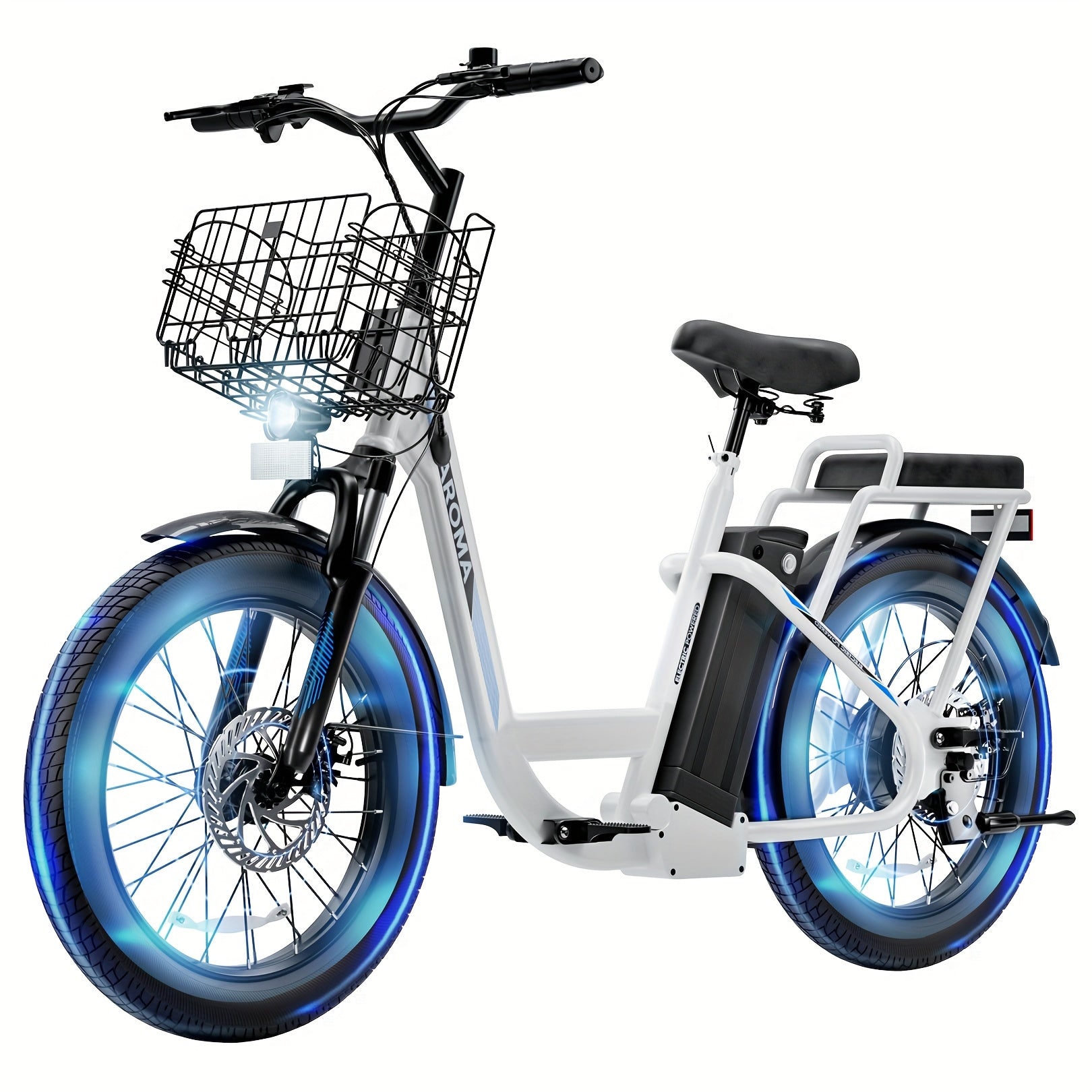 Peak 750W Adults Adjustable Electric Scooter with Seat & Basket, Rated 500W, 48V 7800mAh Lithium Battery, 25 Miles Range & 20 MPH Top Speed Commuting Electric Scooter, 20X3 inch Off-Road Tires, With LCD Display & Dual Seats,