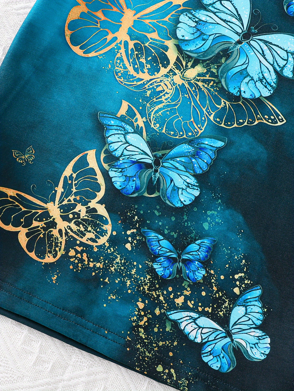 Teen Girls Butterfly Graphic T-Shirts - Soft Slight Stretch Polyester Crew Neck Short Sleeve Casual Tees for Summer - Machine Washable, No Dry Clean, Regular Fit, No Chest Pad, Conventional Contour