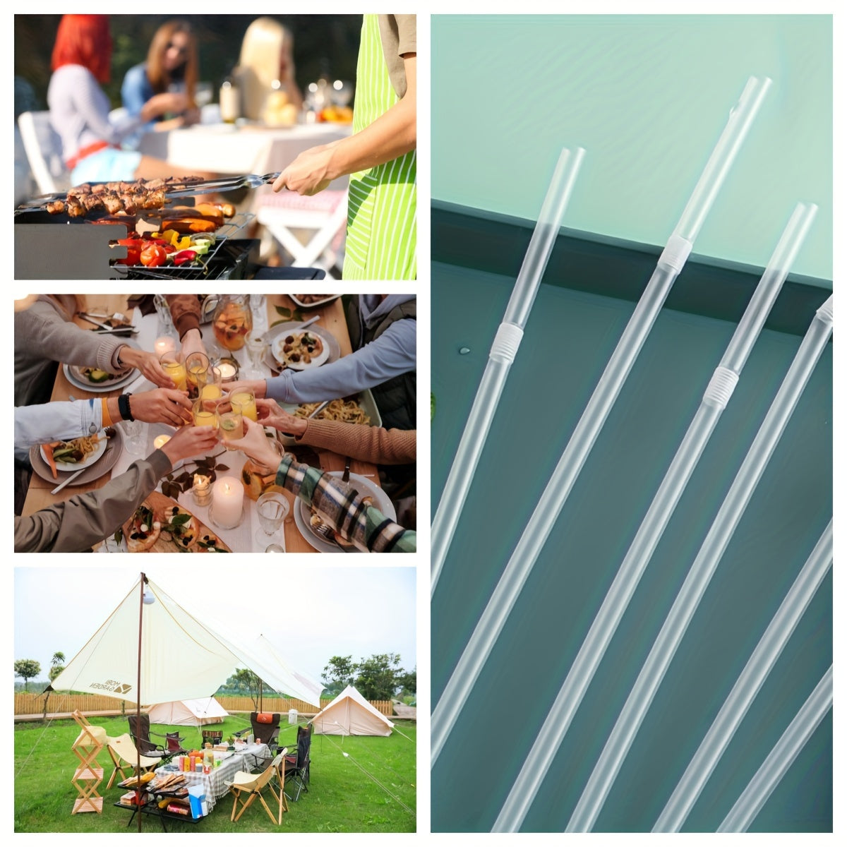 100pcs Recyclable, And Degradable Food Grade Plastic Straws, Independent Packaging Elbows For Beverage Water Cups Eid Al-Adha Mubarak