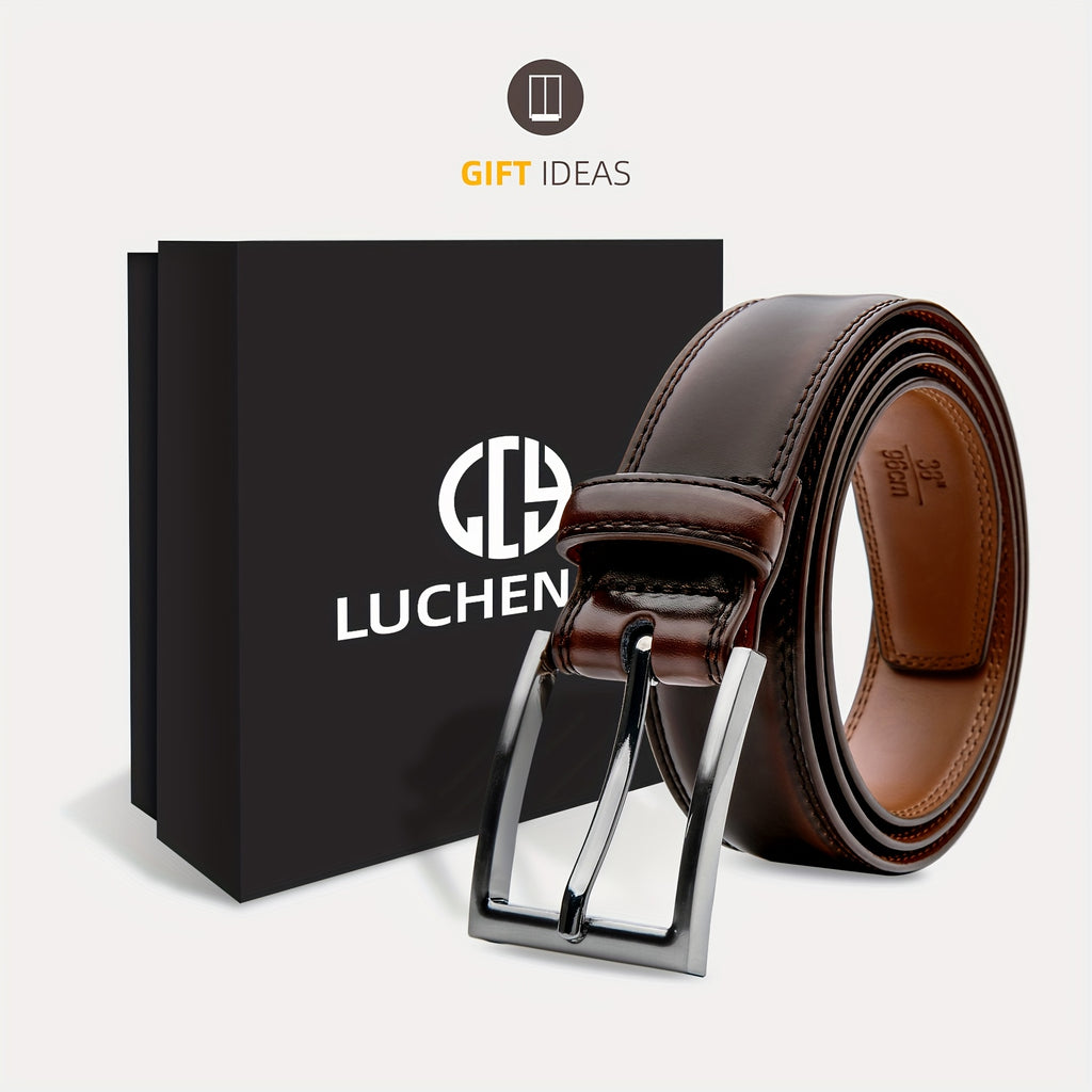 Men's Leather Belt, Fashion & Classic Casual Belt with Single Prong Buckle for Jeans, Pants, Work And Business, Gift for Dad & Husband