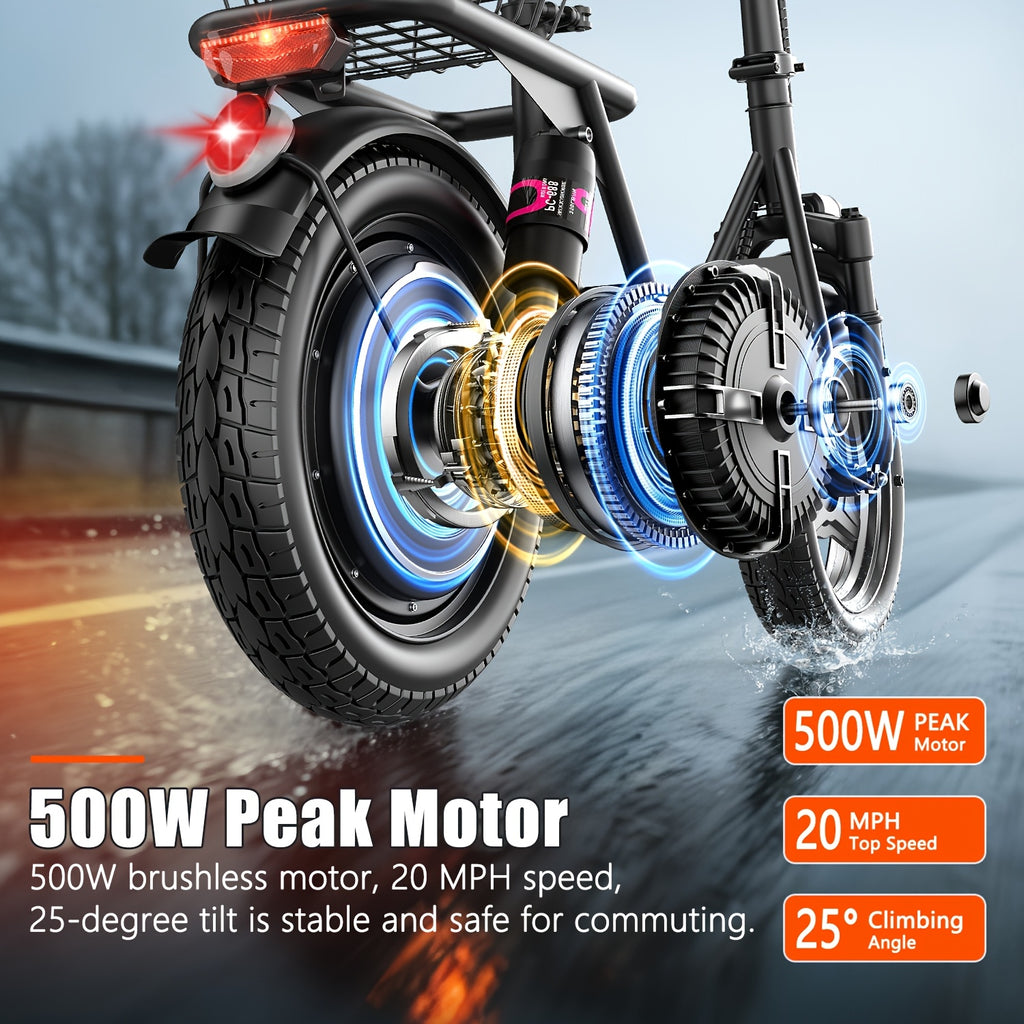 Electric Scooter with Seat, 30 Miles Long Range & 20Mph Top Speed, 14" Pneumatic Tire, Height Adjustable Seat &Handlebar, Dual Suspensions Commuting Scooter with Basket