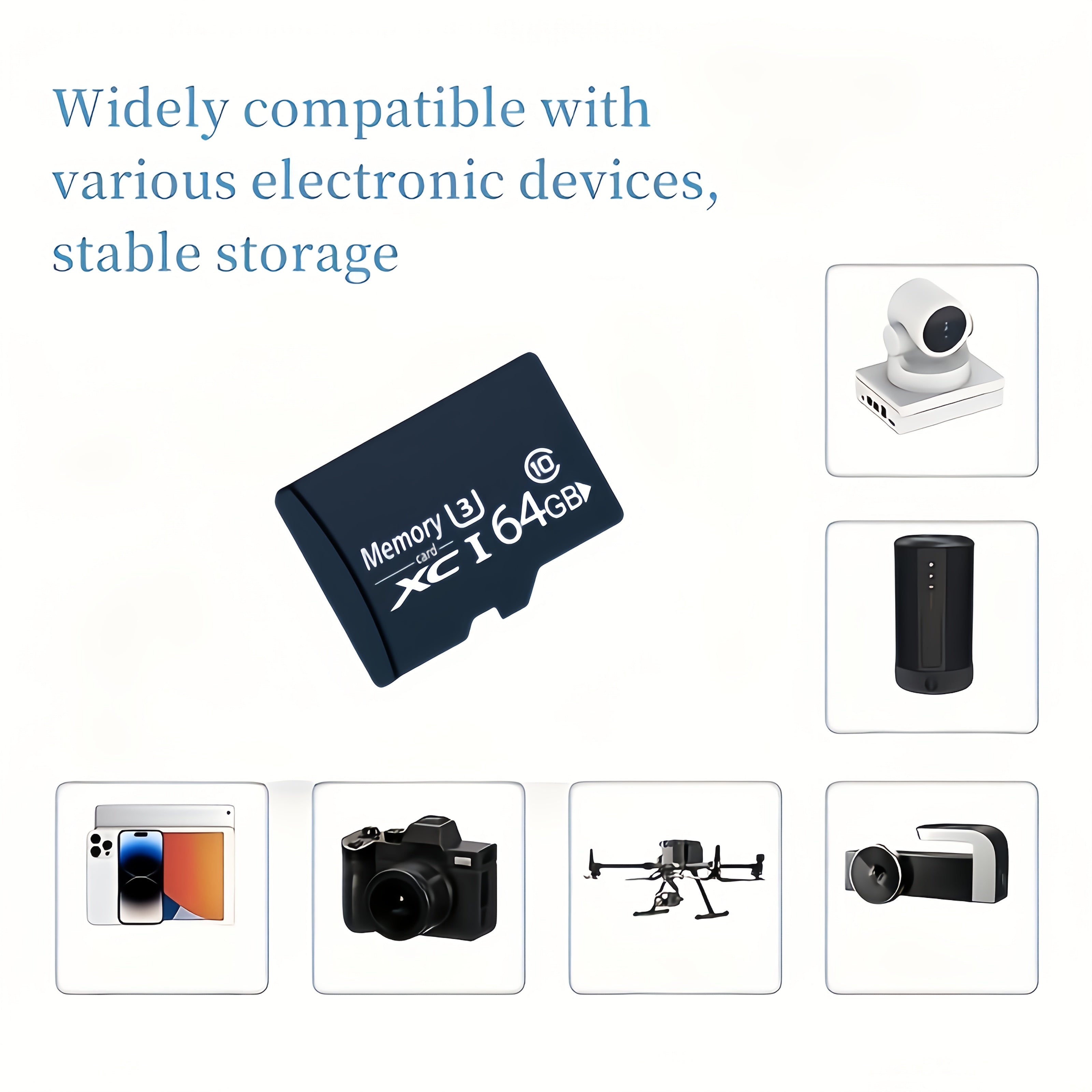 Micro SDXC Memory Card, U3, Read Speed Up To 100 MB/s 32G 64G 128G Full HD Suitable For Cell Phones, Cameras, Car Loggers, Company Security, Home Monitoring, Drones, Aerial Models