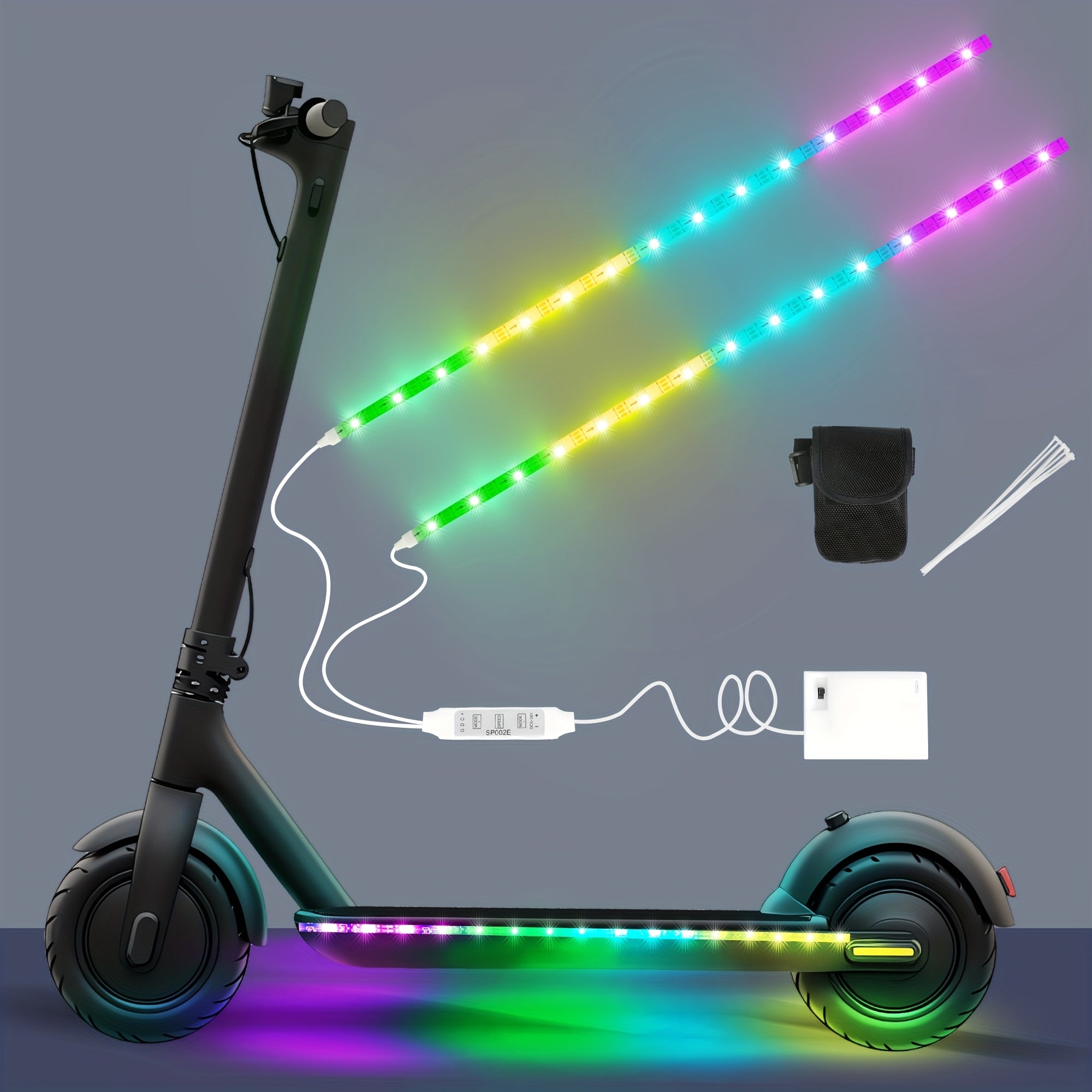 The Universal Electric Scooter Safety Lights Are Suitable for Night Riding, Featuring Low-Voltage Operation. The LED Warning Lights Are Ideal for Skateboards, Bicycles, And Outdoor Activities, Including Two High-Brightness Co