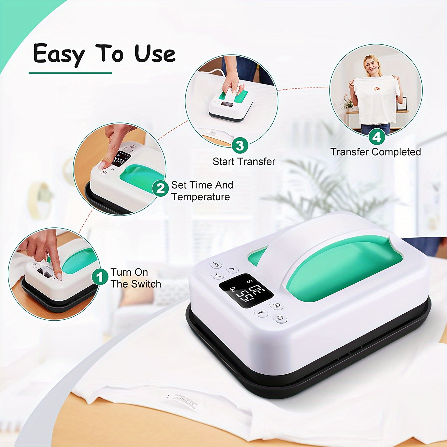 Heat Press Machine 110 Voltage 7" × 5" Small Heat Press Machine for T-Shirts, Tshirt Press Printing Machine for HTV, Sublimation, Heat Transfer Projects