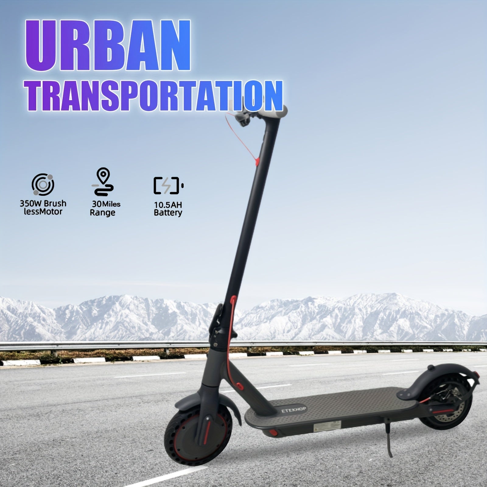 1pc Urban Transport Electric Scooter, 350W Foldable Alloy Steel Frame with Rear Brake, 8.5-inch Tires, 25-30KM/H Max Speed, Rechargeable Lithium Battery, 60Hz Dual Power Mode, US Plug, Scooter for Adults