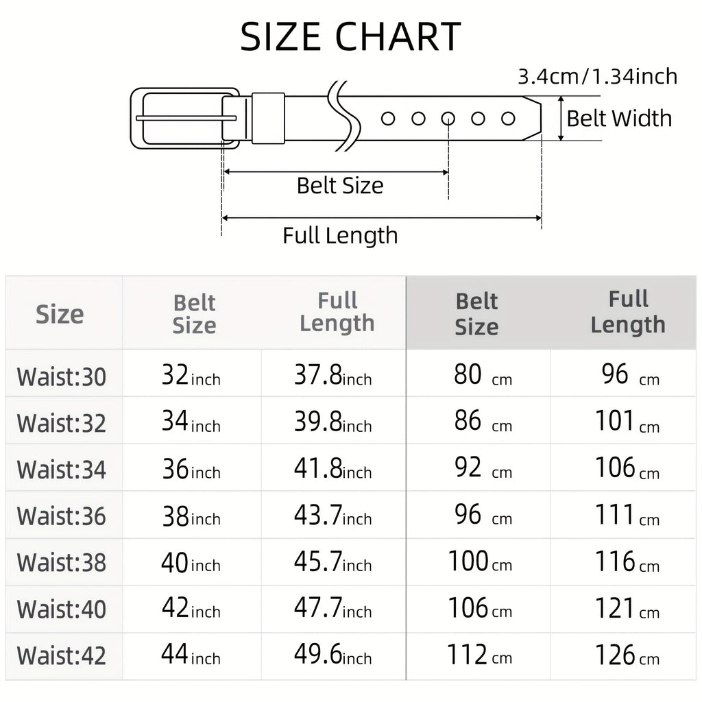 Men's Leather Belt, Fashion & Classic Casual Belt with Single Prong Buckle for Jeans, Pants, Work And Business, Gift for Dad & Husband
