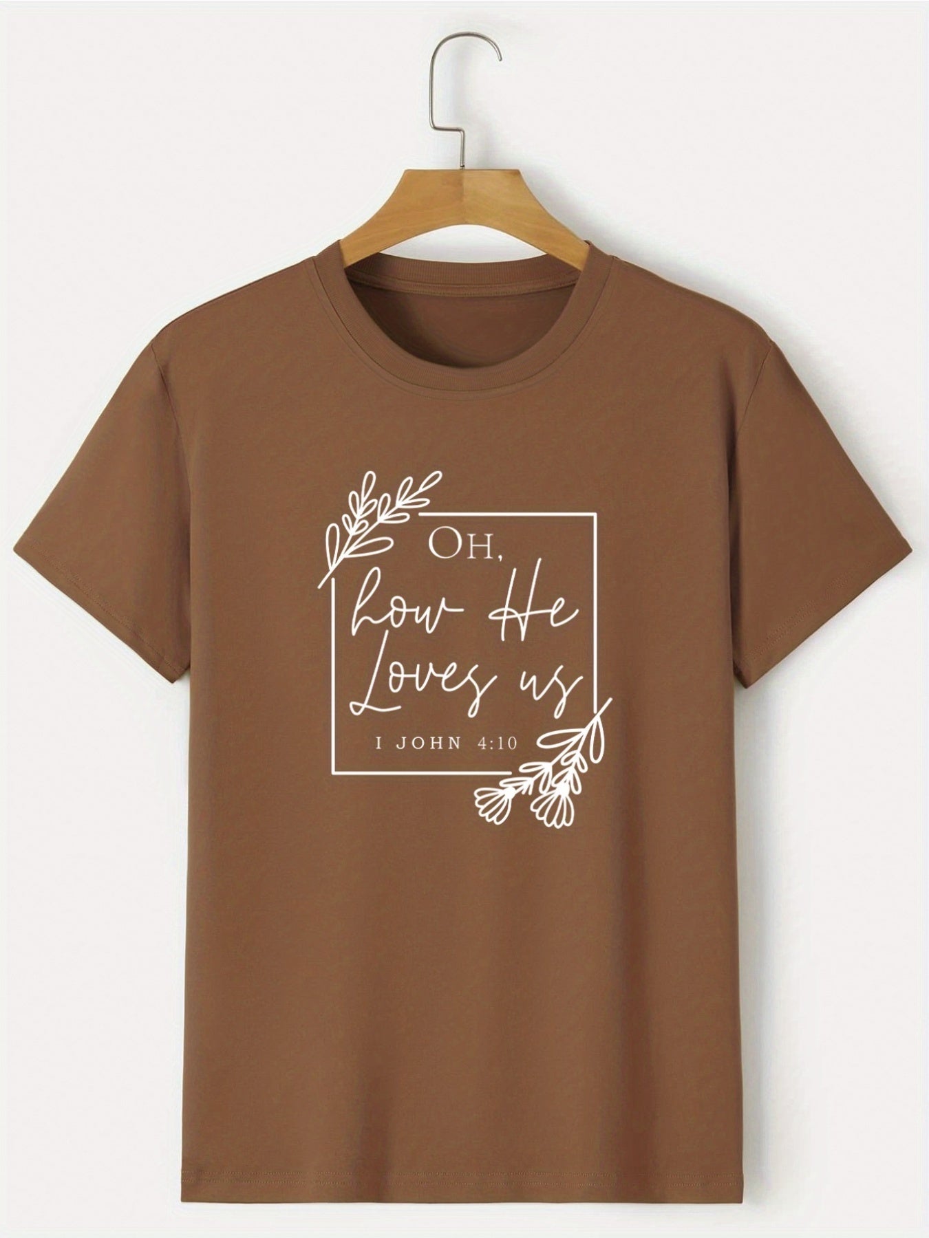 'Oh How He Loves Us' Round Neck T-shirts, Causal Tees, Short Sleeves Tops, Men's Summer Clothing