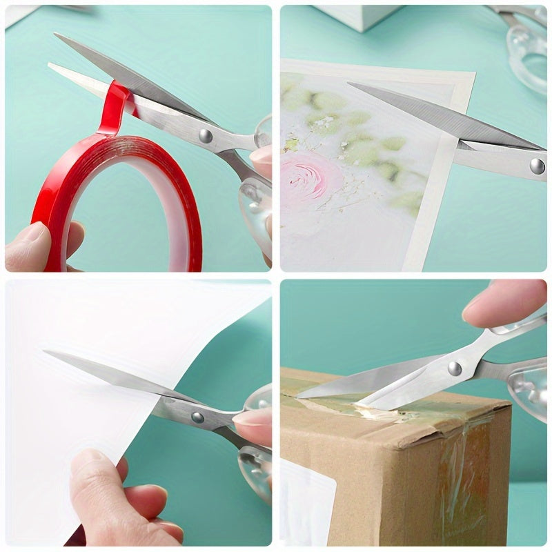 Multi-functional Stainless Steel Precision Scissors with Transparent Handle for Office, School & Crafts