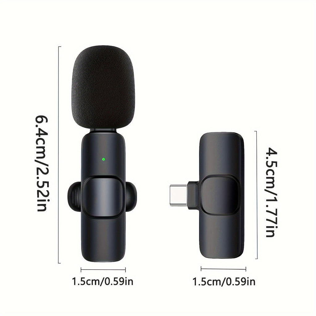 Professional Wireless Microphone, Smartphone, Laptop, Wireless Omnidirectional Condenser Recording Microphone, for Interviews, Video Podcasts, Video Logs, New Year Gift for Him