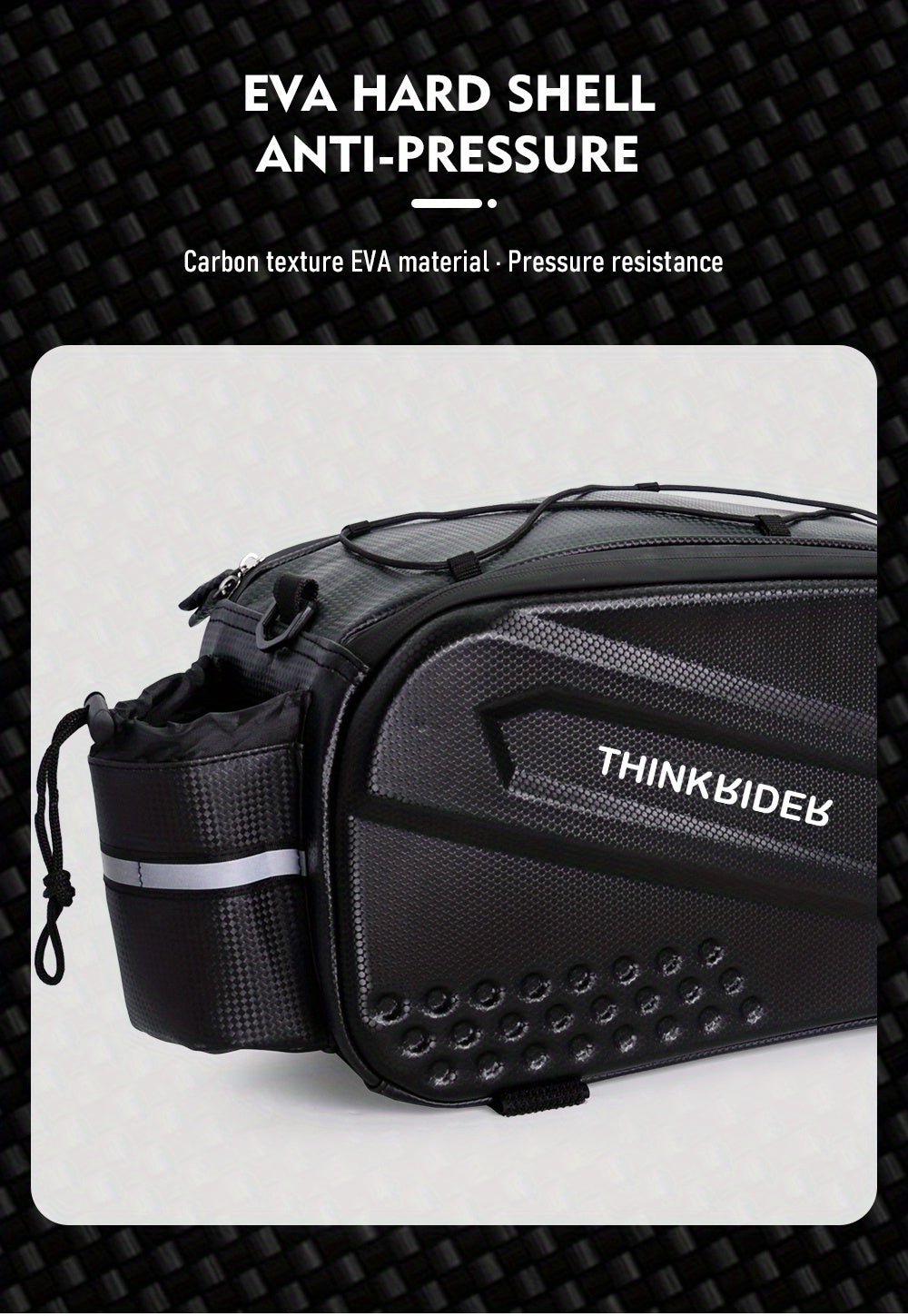 14L Hard Shell ThinkRider Bicycle Rear Hunch Bag - Anti-Splash Material, Rain Cover Included