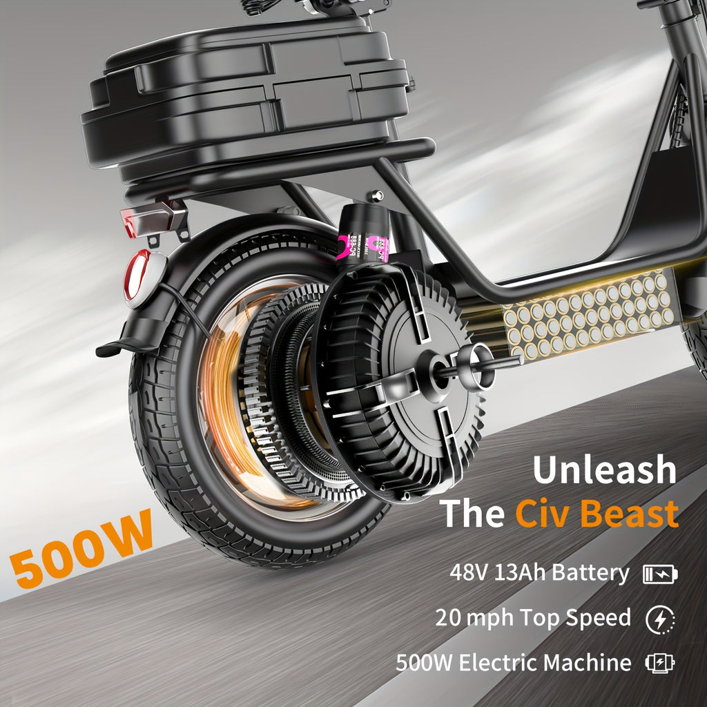 Electric Scooter Powerful, Adaptable To All Terrains, Essential For Outdoor Adventures, Simple Design, Friendly Travel, New Choice For Urban Life; 500W Power, Speed Of 20MPH, Range Of 30MILES, Climbing Slope Of 20-30, Long-te