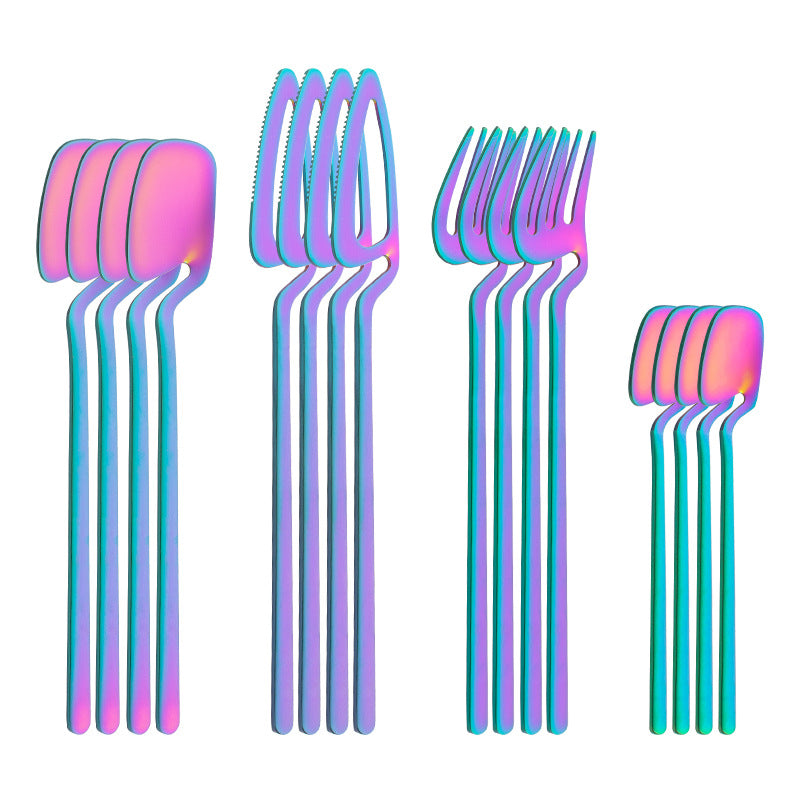 16pcs/24pcs Cutlery Set - Reusable Stainless Steel Dinnerware Set With Long Handle - Tableware Eating Utensils Set - Kitchen Supplies - For Family & Friends - Perfect for Everyday Use & Picnics