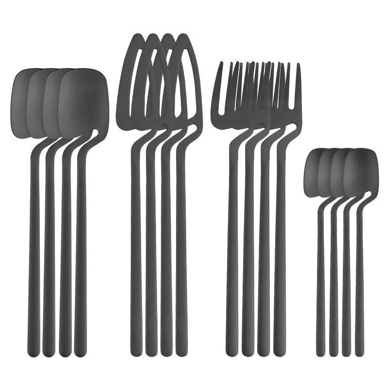 16pcs/24pcs Cutlery Set - Reusable Stainless Steel Dinnerware Set With Long Handle - Tableware Eating Utensils Set - Kitchen Supplies - For Family & Friends - Perfect for Everyday Use & Picnics