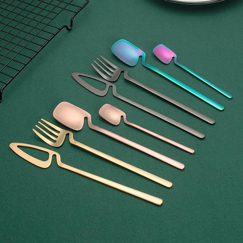 16pcs/24pcs Cutlery Set - Reusable Stainless Steel Dinnerware Set With Long Handle - Tableware Eating Utensils Set - Kitchen Supplies - For Family & Friends - Perfect for Everyday Use & Picnics