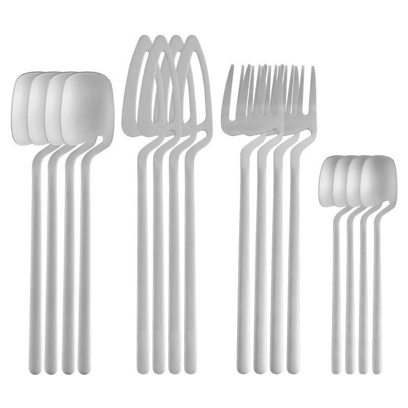 16pcs/24pcs Cutlery Set - Reusable Stainless Steel Dinnerware Set With Long Handle - Tableware Eating Utensils Set - Kitchen Supplies - For Family & Friends - Perfect for Everyday Use & Picnics