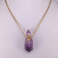 Natural Gems Stone Faceted Prism Perfume Bottle Pendants With Stainless Steel Chain Necklace Christmas Gift