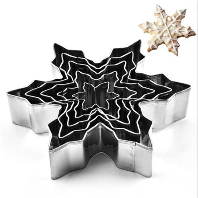Stainless Steel Snowflake Cookie Molds - 5pcs DIY Baking Cake Ice Handmade Molds
