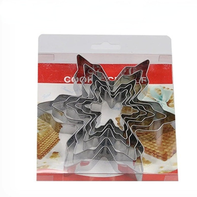 Stainless Steel Snowflake Cookie Molds - 5pcs DIY Baking Cake Ice Handmade Molds