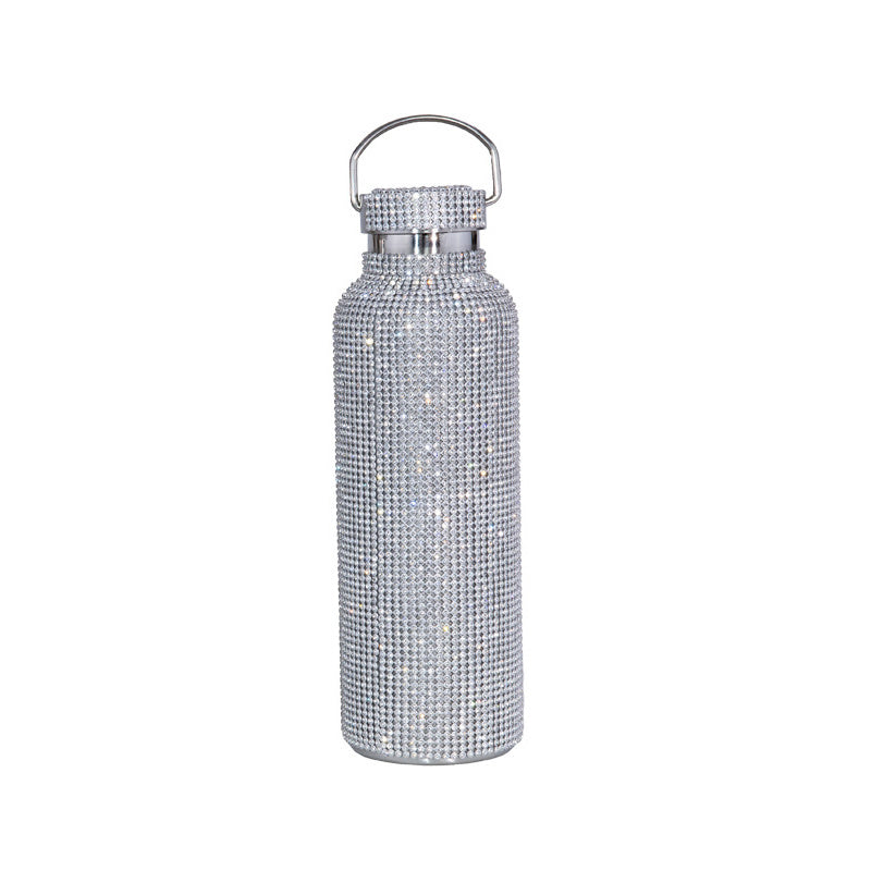 [Sparkling Water Bottle] Elegant Sparkling 350/500/750ml Bling Stainless Steel Water Bottle | Leakproof Lid, Thermal Insulation for Hot & Cold Drinks, Modern Rectangular Design - Perfect Christmas, Mother's Day, Graduation Gi