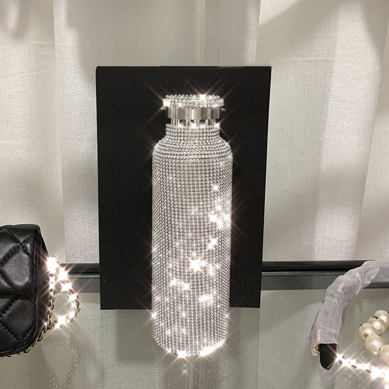 [Sparkling Water Bottle] Elegant Sparkling 350/500/750ml Bling Stainless Steel Water Bottle | Leakproof Lid, Thermal Insulation for Hot & Cold Drinks, Modern Rectangular Design - Perfect Christmas, Mother's Day, Graduation Gi