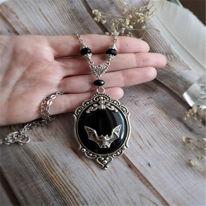 [Gothic Bat Pendant] Gothic Bat Pendant, Women Necklace | Vampire Bat, Witch, Moon Jewelry