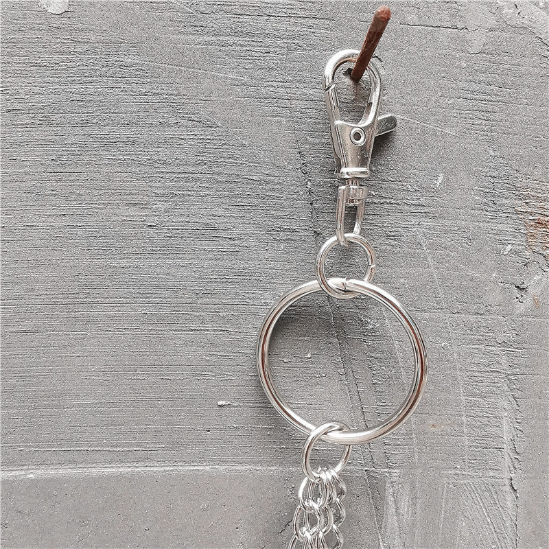 [Chain Link Metal Punk Trousers] Metal Pant Chain Punk Hip-hop Trousers Chain Waist Link Metal Wallet Silvery Color Key Chain Keyring Jeans Accessories