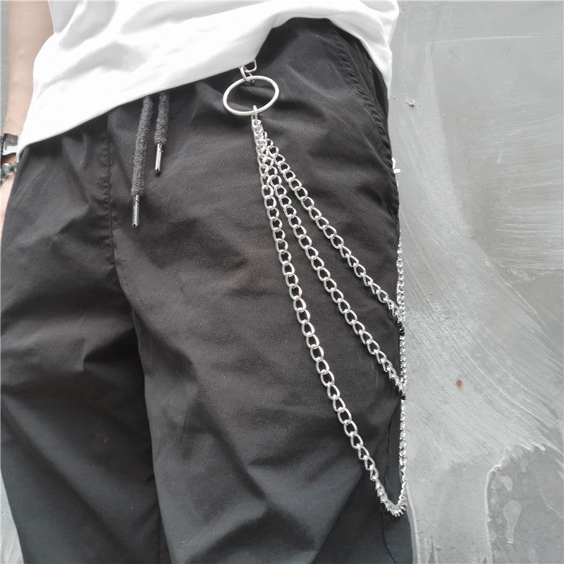 [Chain Link Metal Punk Trousers] Metal Pant Chain Punk Hip-hop Trousers Chain Waist Link Metal Wallet Silvery Color Key Chain Keyring Jeans Accessories