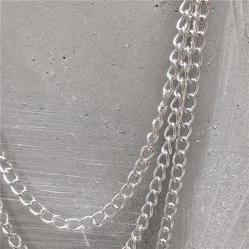 [Chain Link Metal Punk Trousers] Metal Pant Chain Punk Hip-hop Trousers Chain Waist Link Metal Wallet Silvery Color Key Chain Keyring Jeans Accessories