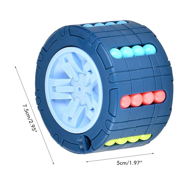 3D Cylinder Cube Toy Magical Bean Gyro Rotating Slide Puzzle Games for Stress Relief in Children Educational Toys (Red, Blue, Black)