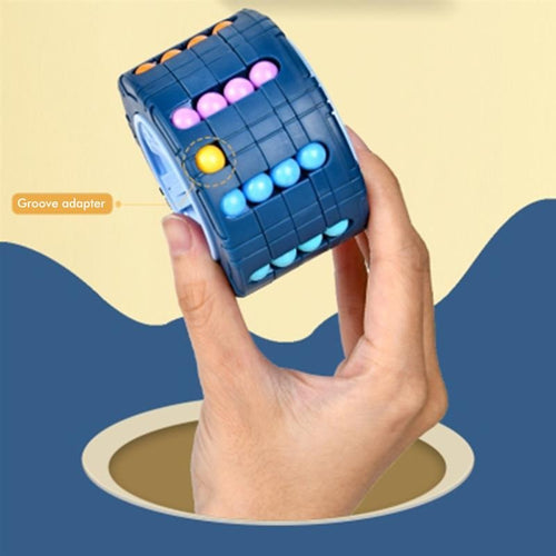 3D Cylinder Cube Toy Magical Bean Gyro Rotating Slide Puzzle Games for Stress Relief in Children Educational Toys (Red, Blue, Black)