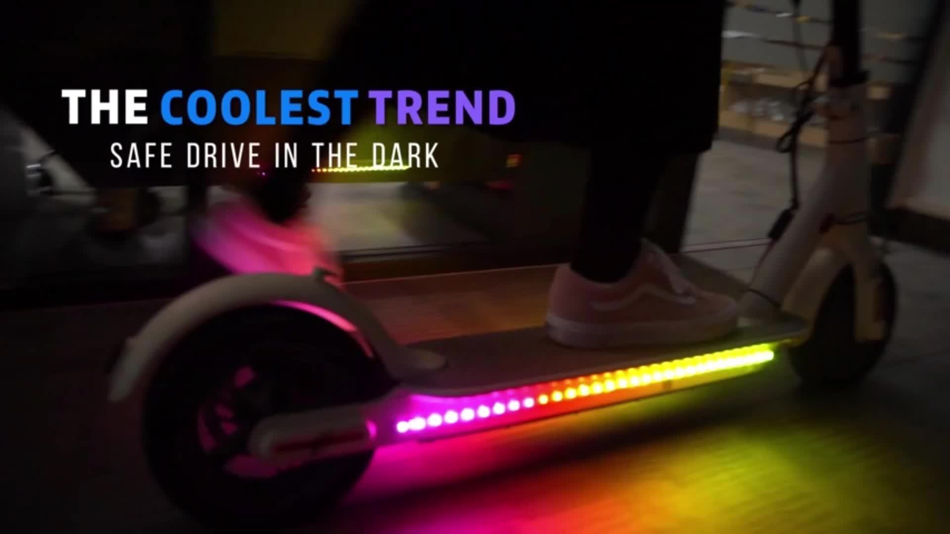 Electric Scooter Colorful LED Safety Light Strip - Enhancing Night Riding Safety with Outdoor Cycling Lighting Accessories RGBIC Multicolor Light Strip