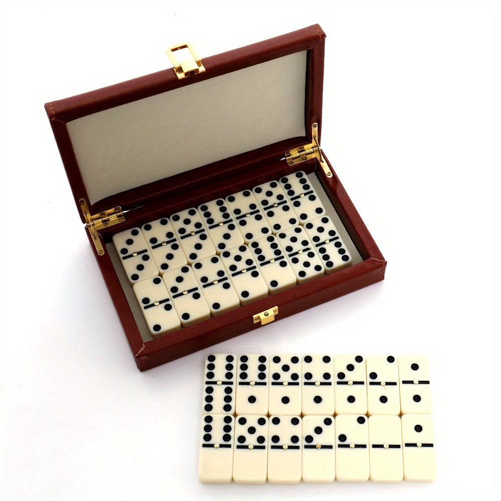 28pcs set of domino artificial box for storage, table games, chess, card games, toys, entertainment, portable, durable, high-end, classic challenge your strategy