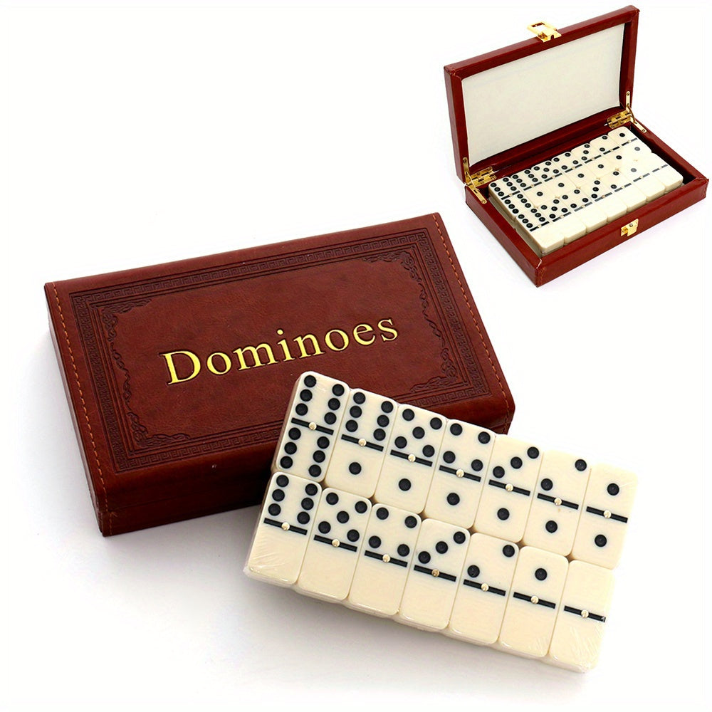 28pcs set of domino artificial box for storage, table games, chess, card games, toys, entertainment, portable, durable, high-end, classic challenge your strategy