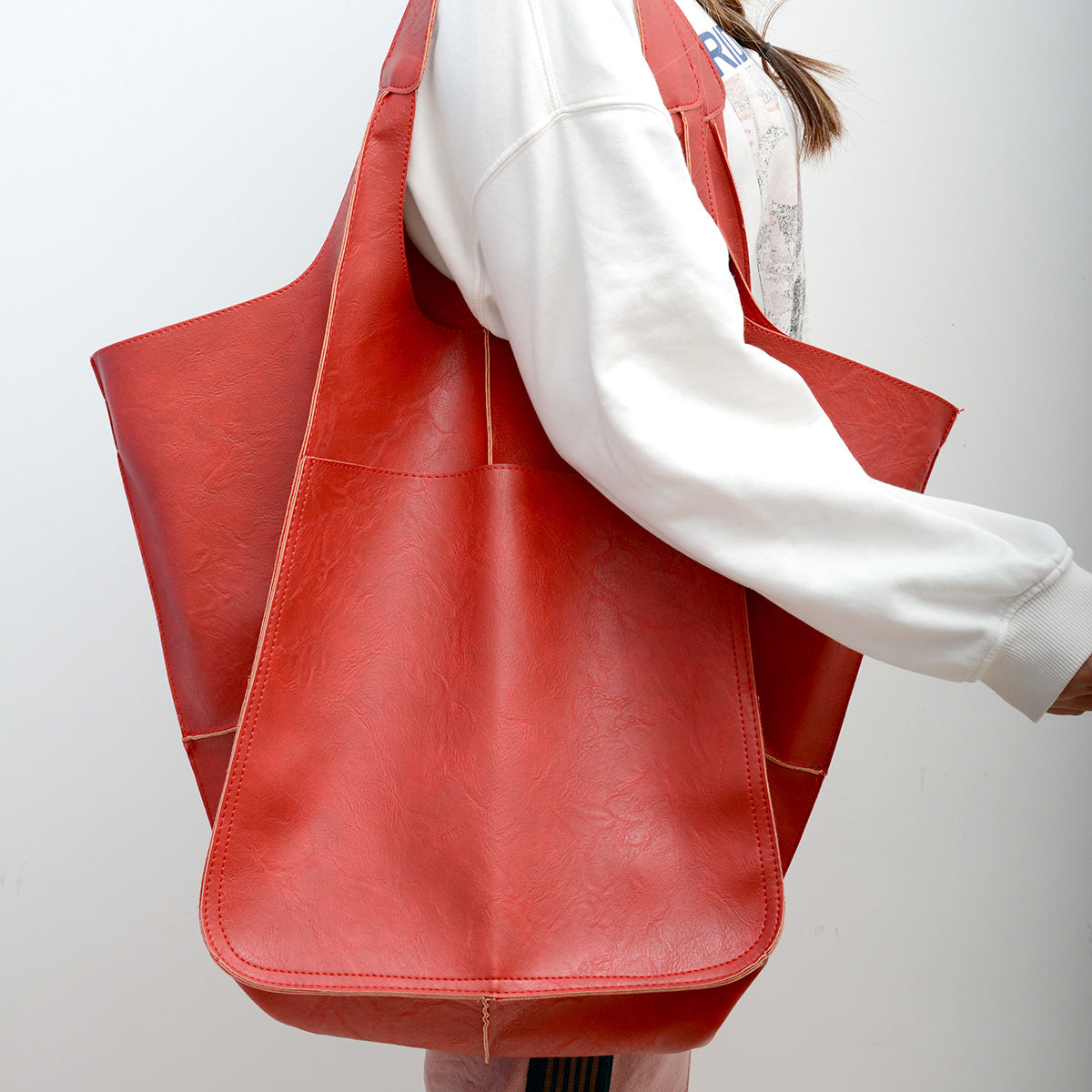 Rretro Handmade Big Beach Tote Bag High Capacity Zipper Shoulder Tote Bags Solid Color Multifunction Handbags for Ladies