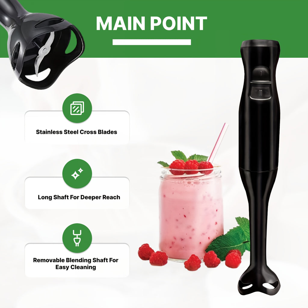 WANVOAPLS 2-Spoed Handheld Immersion Blender - Afneembare Skag vir Maklike Skoonmaak - Ophanglus vir Berging - Elektriese Handmenger vir Sop, Smoothies, Souse, Babakos, Melkskommels, Puree - Kompakte Kombuisstaafmenger vir