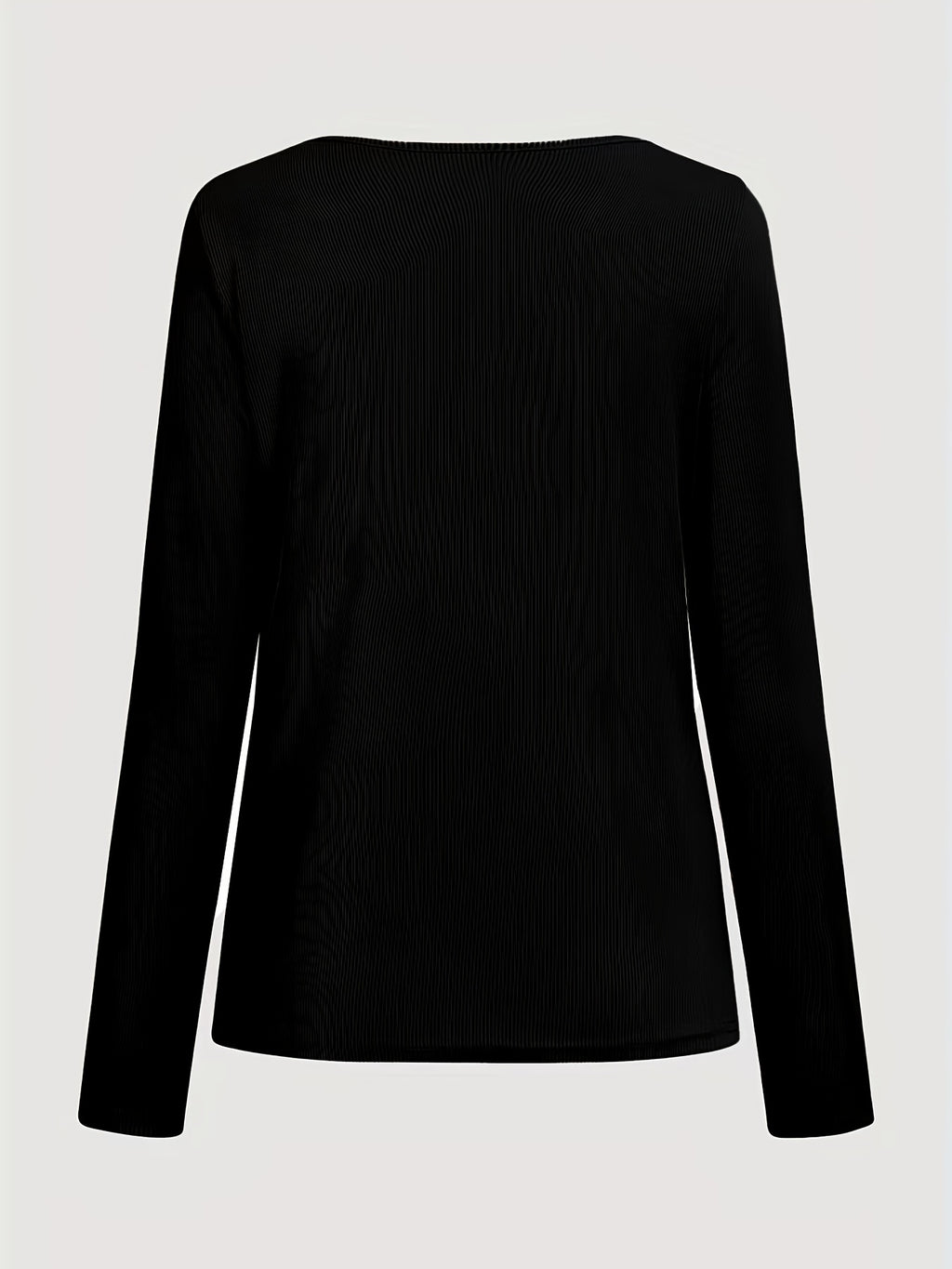 Women'S Long Sleeve T-Shirt - Elegant Black Top with Metallic Golden Accent, Slim Fit Shirt for Casual & Formal Outfits, Spring/Fall Everyday Essential Wardrobe Staple, Ladies T Shirts, Spring Fall Apparel, Round Neckline, Du