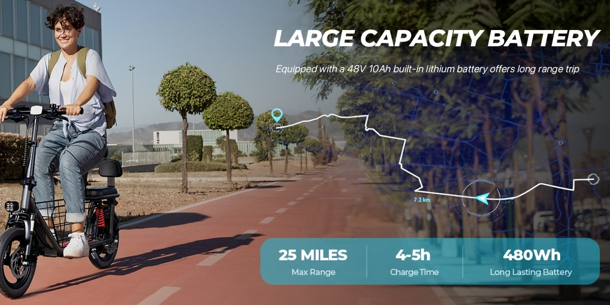 750W Peak Electric Scooter Featuring a Complimentary Seat And Basket - 480Wh Battery, Dual Suspension, Speeds Up to 22MPH, a Range of 25 Miles, LCD Display, And a Maximum Load Capacity of 330Lbs (Ideal for Commuting). This Fo
