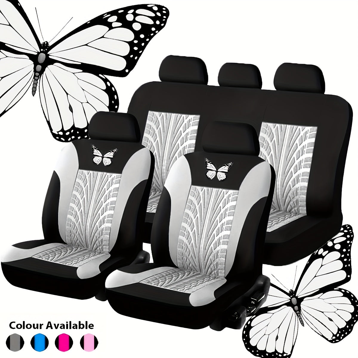 Butterfly Heat Transfer Craft Car Seat Cover for 5 Seats (Universal Type)