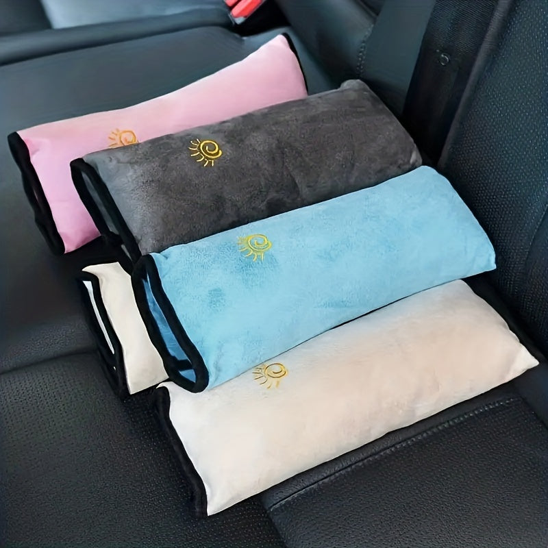 Soft Auto Seat Strap Headrest Neck Support - Car Seat Belt Pillow, Shoulder Pads, Safety Belt Protector Cushion, Comfortable Fabric Material for Enhanced Comfort and Safety, Car Comfort Accessory | Sun Design Pillow | Durable